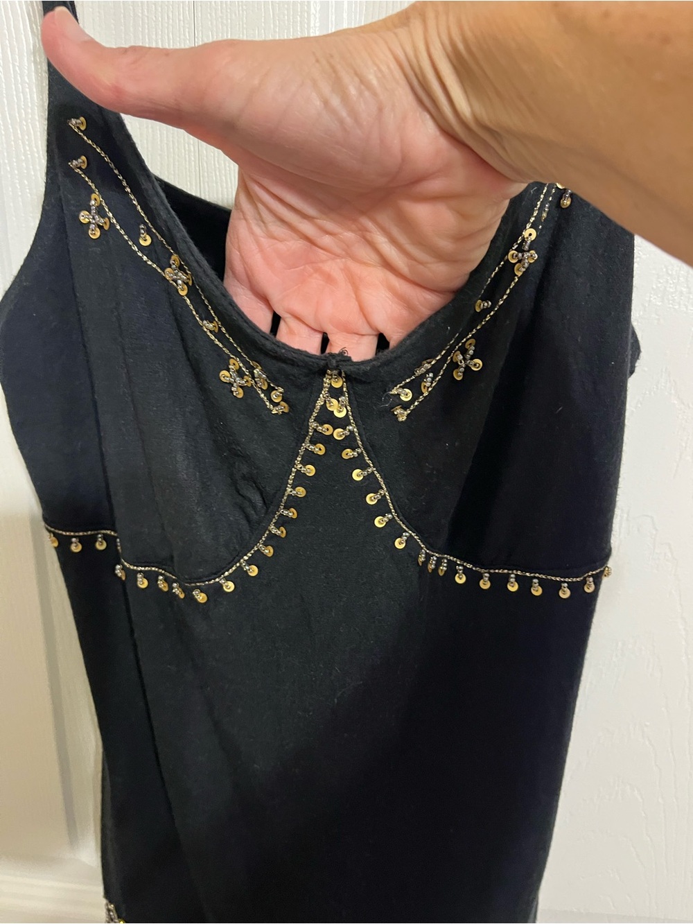 Black Tank with Gold Sequin Detailing - Picture 4 of 8